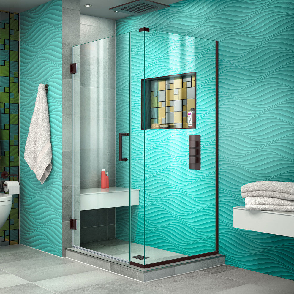 DreamLine Unidoor Plus Shower Enclosure, Chrome, 35"x34.38"x72", Oil Rubbed Bron