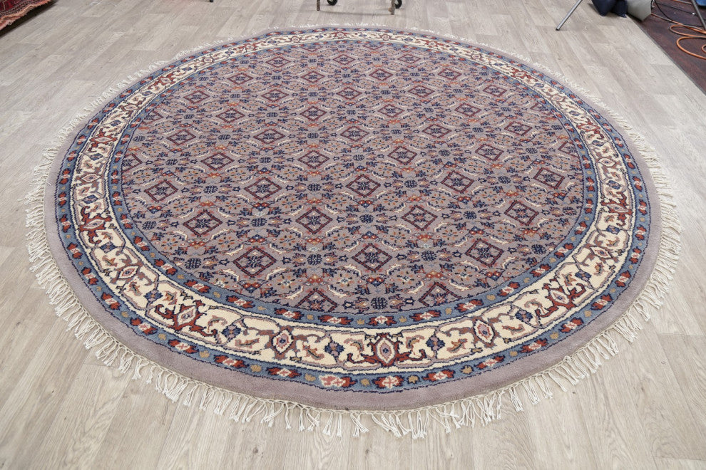 Bidjar Oriental Traditional Area Rug Hand-Knotted Indian, Gray, 8'3"x8'0