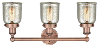 Edison Small Bell 3-Light 25" Vanity Light, Antique Copper Finish, Mercury Shade