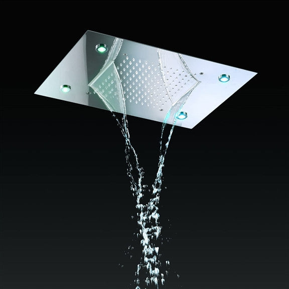 Fontana 20*14" LED Recessed Ceiling Mount Rainfall Shower System, Chrome