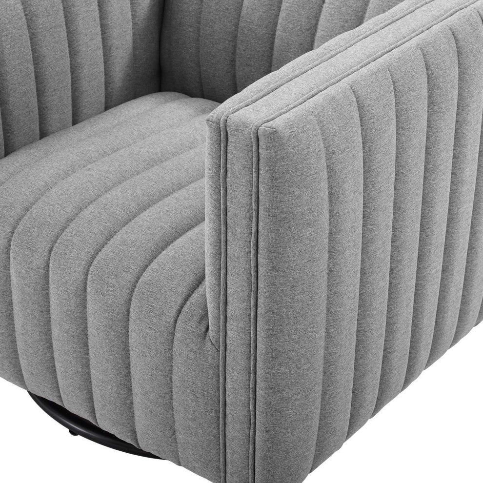 Tufted Armchair Accent Chair, Fabric, Gray, Modern, Lounge Hospitality