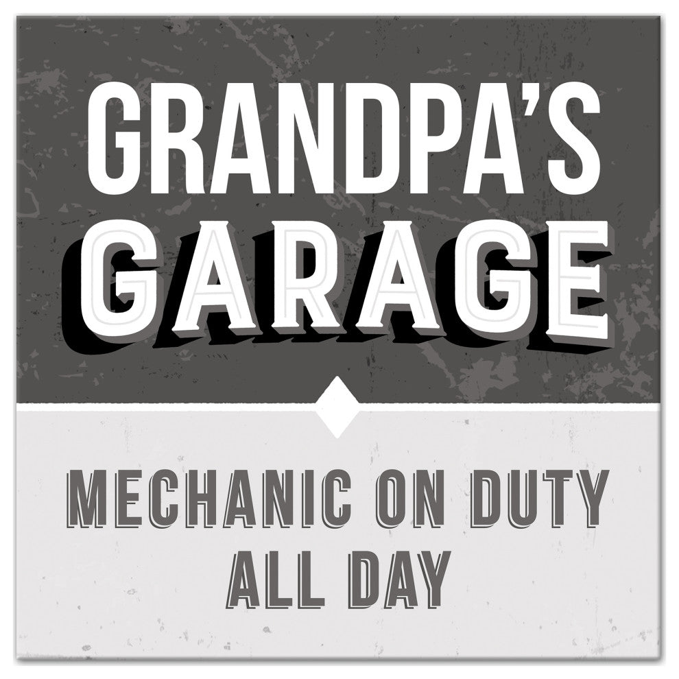 Garage Gray Grandpa 16x16 Canvas Wall Art