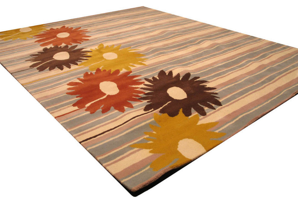 EORC Blue Hand-Tufted Wool Niki Rug, 7'9x9'9