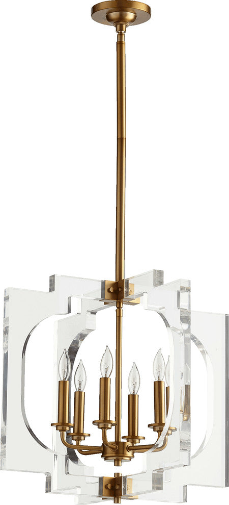 Broadway 6-Light Pendant, Aged Brass
