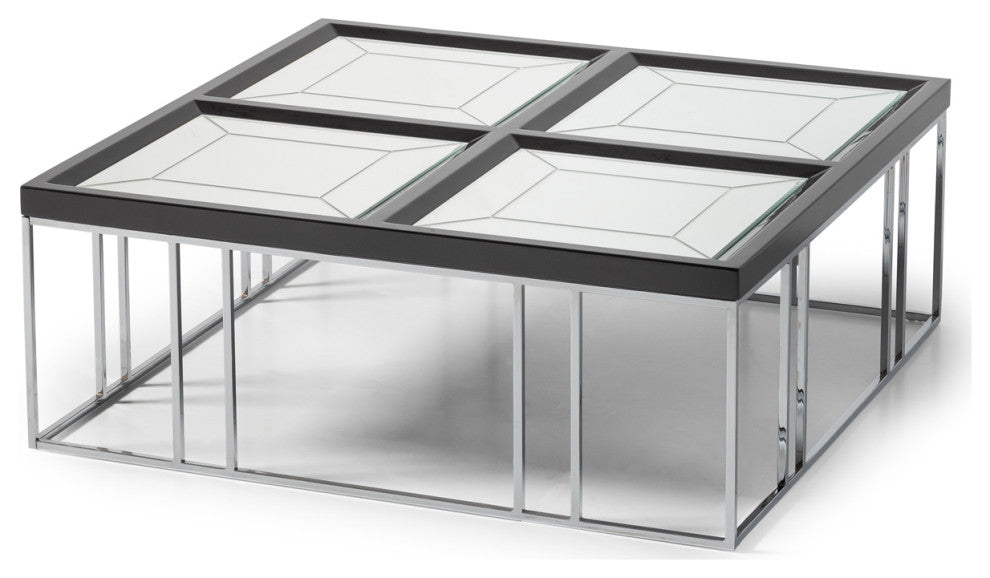 Carmela Cocktail Table Glossy Charcoal Sand