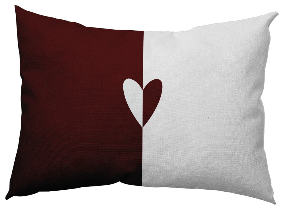 Modern Heart Decorative Throw Pillow, Burgandy, 14"x20"