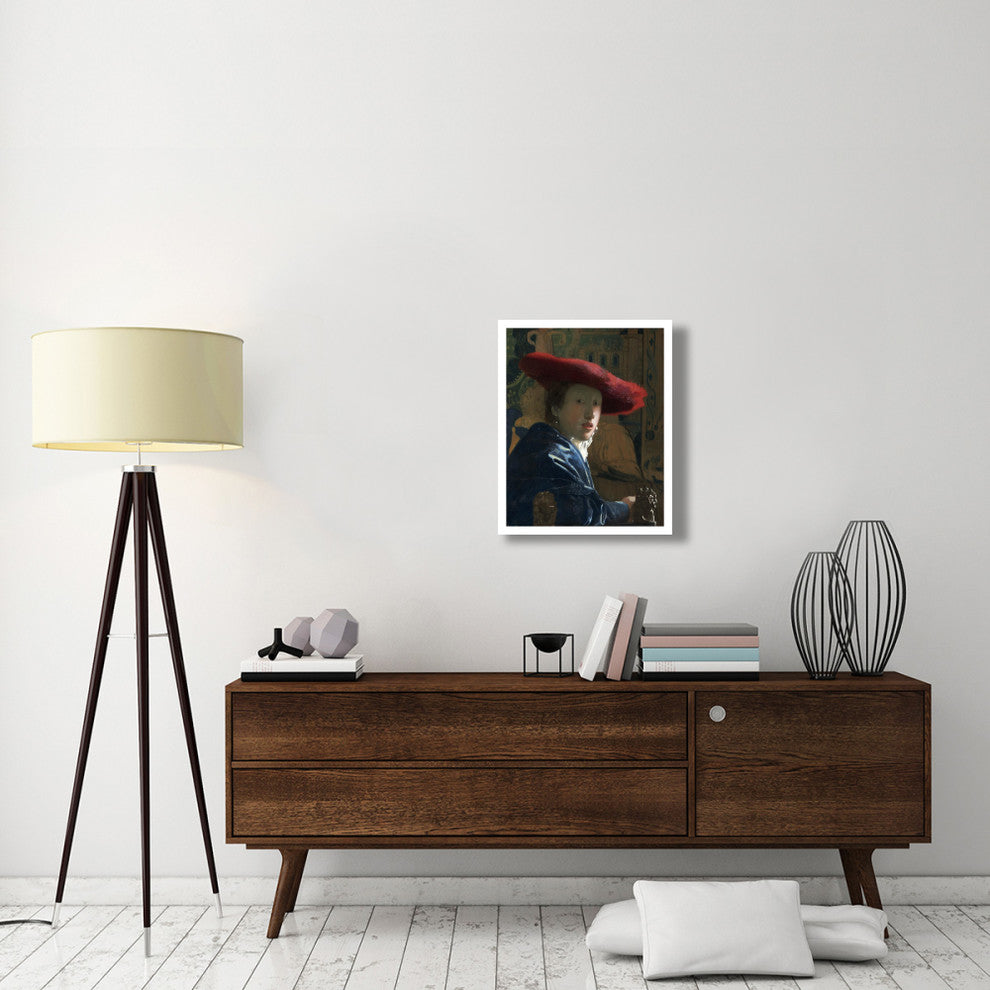 "Girl with a Red Hat" Digital Paper Print by Johannes Vermeer, 22"x26"