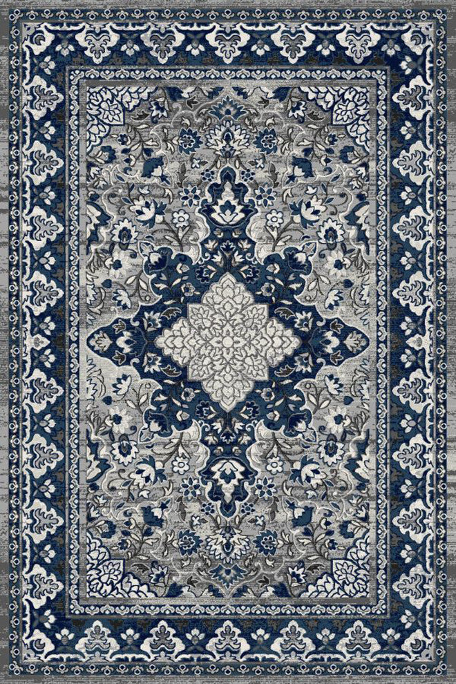 Kaleigh Updated Traditional Area Rug - Gray and Blue - 3' 3" X 4' 7"