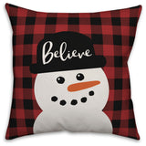 Plaid Snowman 16"x16" Throw Pillow Cover