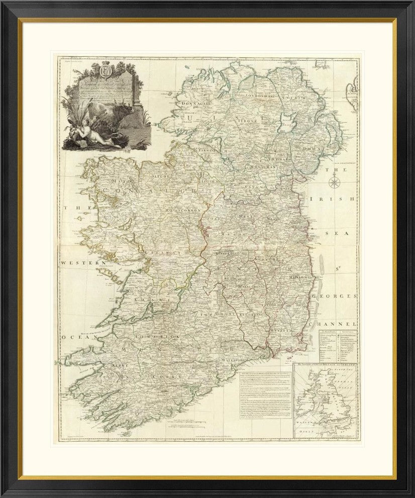 "Composite: Ireland, 1790" Framed Digital Print by John Rocque, 41x46"
