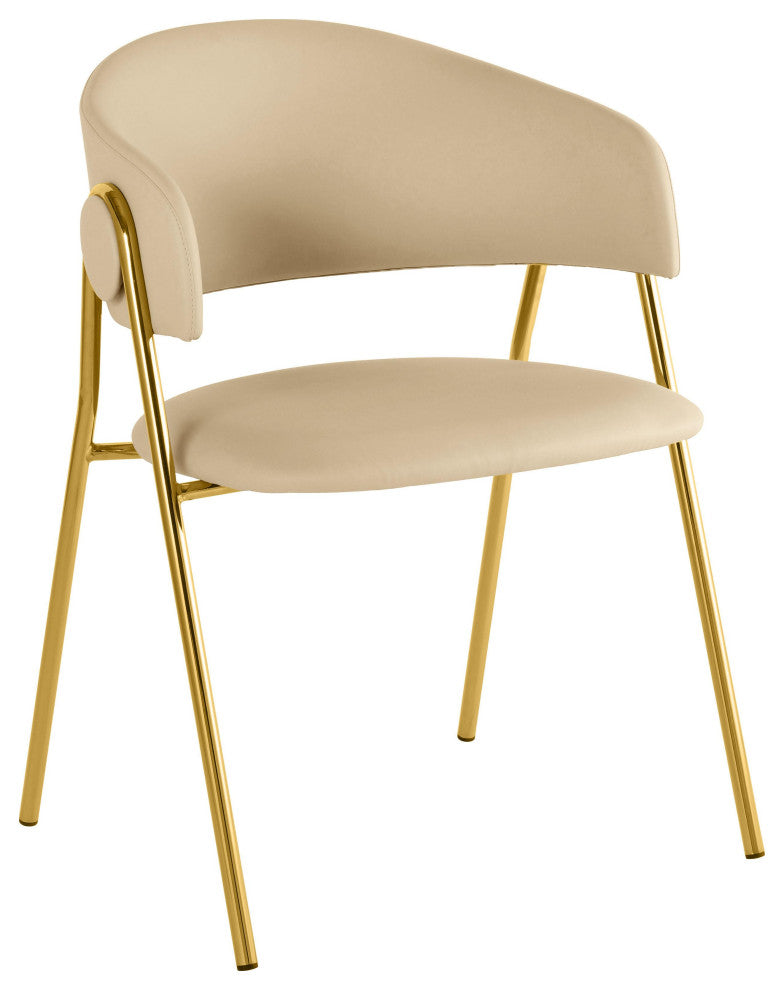 Lara Cream Vegan Leather Dining Chair, Set of 2