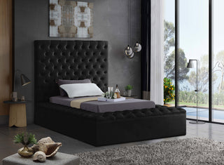 Bliss Velvet Upholstered  Bed, Black, Twin