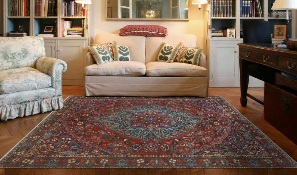 Fine Vintage Distressed Bijar Rust/Gray Rug, 6'2x10'8