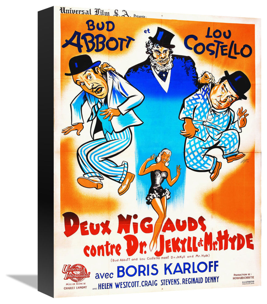 "Abbott & Costello - French - Dr Jekyll And Mr Hyde" Canvas Giclee, 12"x16"