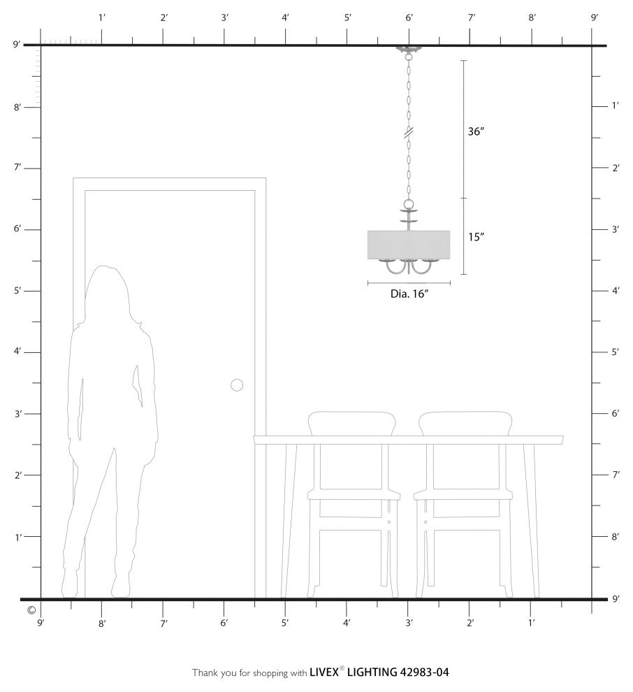 Livex Lighting 3 Light Black Pendant Chandelier