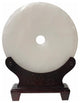 Chinese Natural Stone Round White Fengshui Plaque Display Hws1839