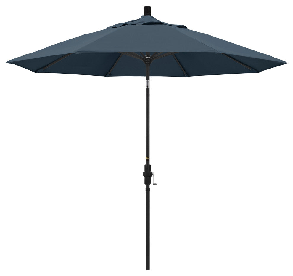 9' Stone Black Collar Tilt Crank Aluminum Umbrella, Sapphire Pacifica