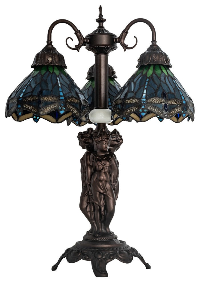 23 High Tiffany Hanginghead Dragonfly 3 Light Table Lamp
