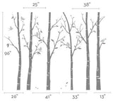 Thin Birch Tree Wall Decals, Color Scheme B, 96"