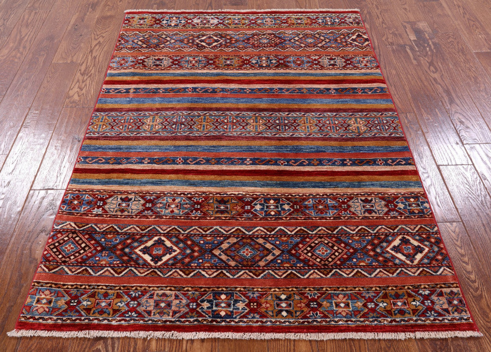Hand-Knotted Super Kazak Khorjin Rug 3' 11" X 5' 7" Q5227