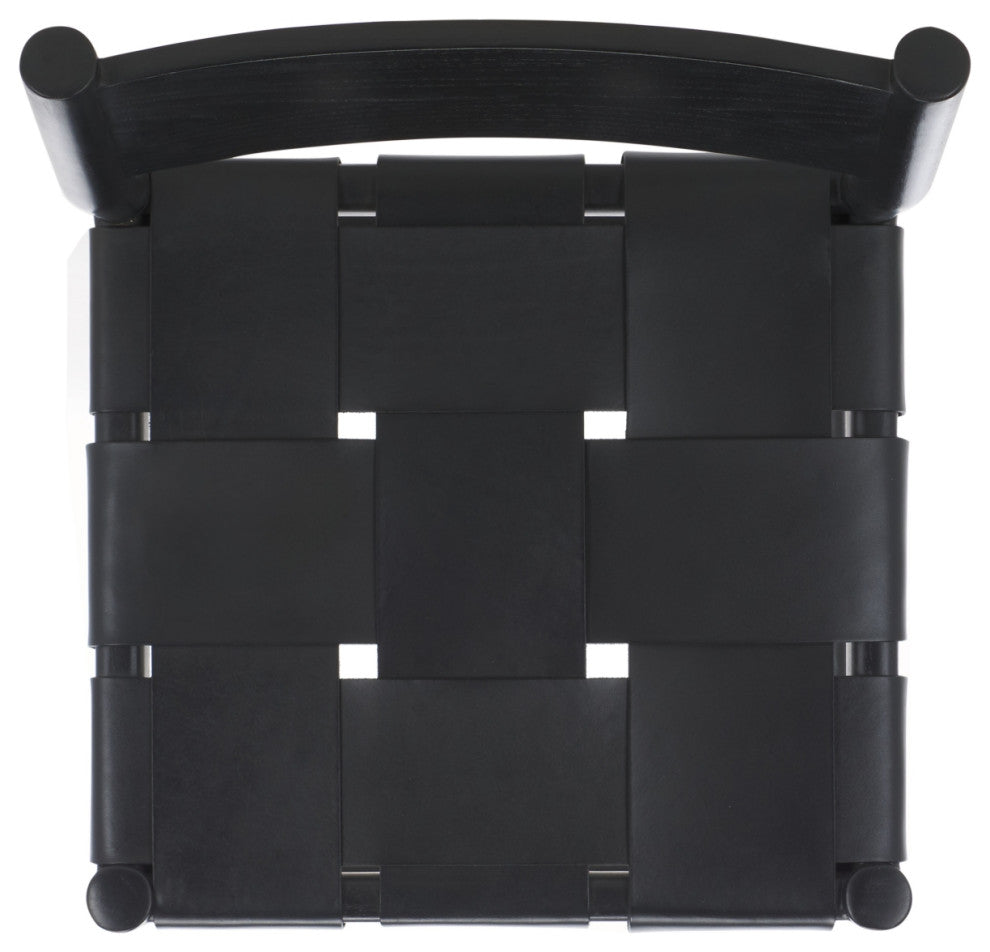 Safavieh Couture Devnie Woven Leather Counter Stool, Black