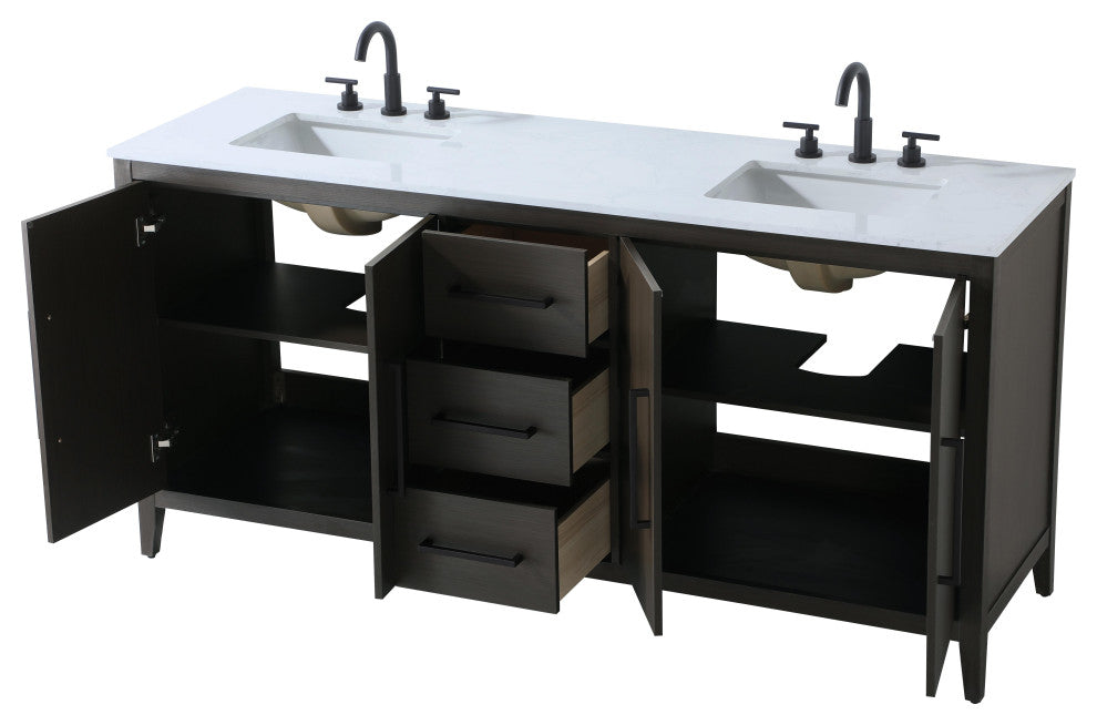 Home Living 72" Double Bathroom Vanity, Mocha Brown