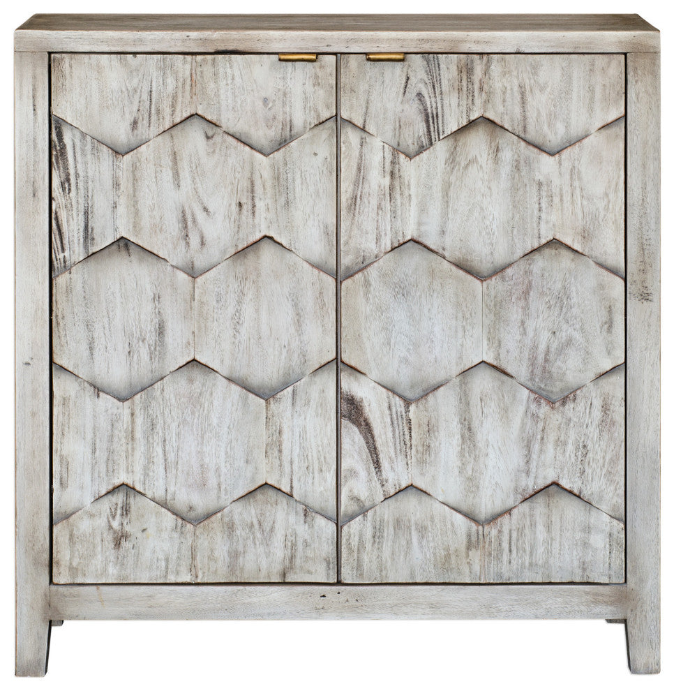 Uttermost 25862 Catori 34"W Mahogany Wood Cabinet - Smoked Ivory