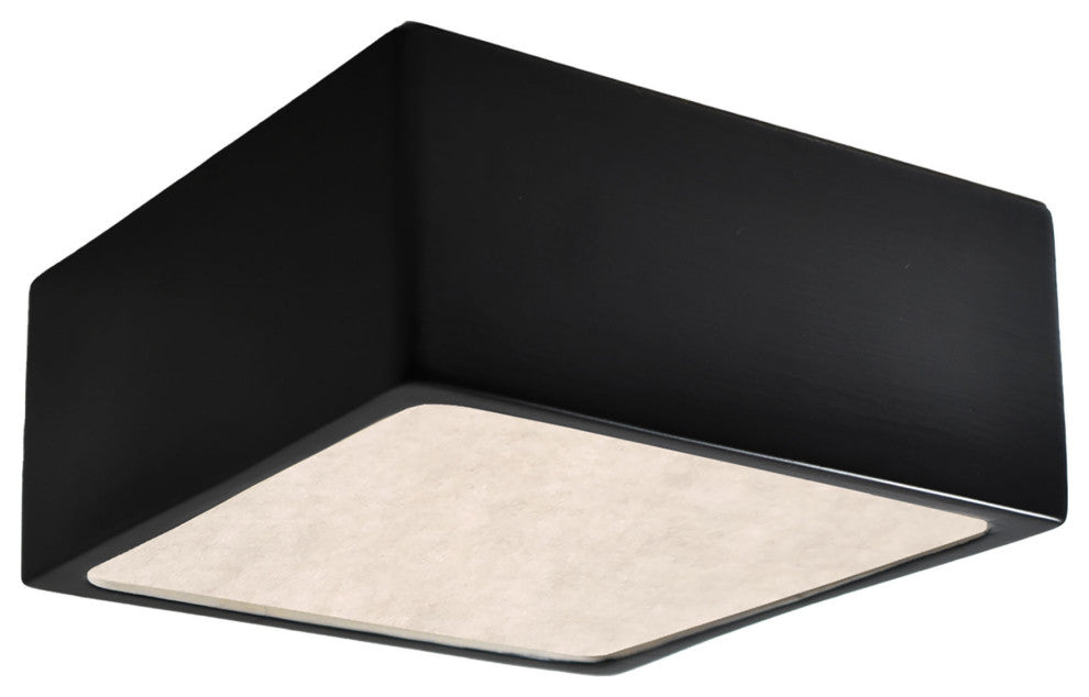 Short Square LED Outdoor Flush-Mount, Carbon Matte Black