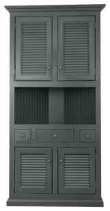 Shutter Style Corner Dining Hutch and Buffet, Gray