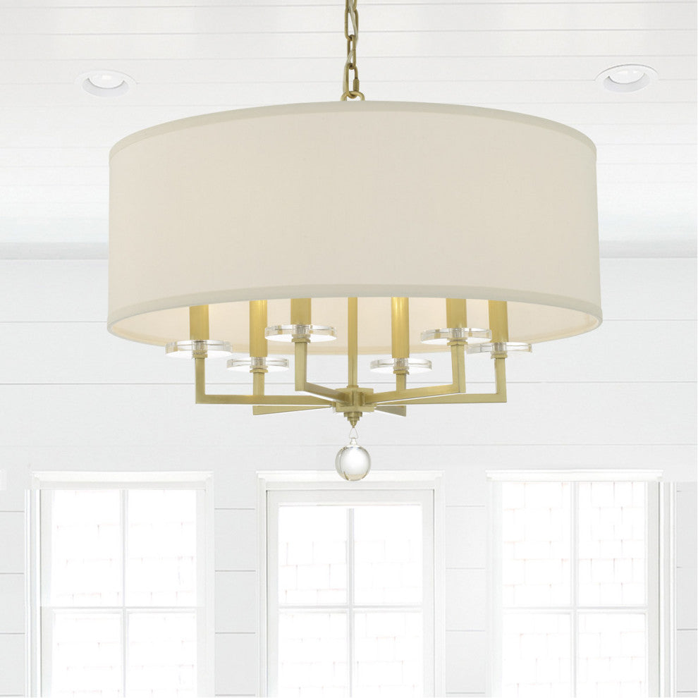 Crystorama 8116-AG, 6-Light Chandelier, Aged Brass