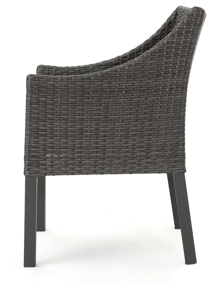 GDF Studio 5-Piece Marcy Outdoor Square Dining Set, Gray/Gray/Silver