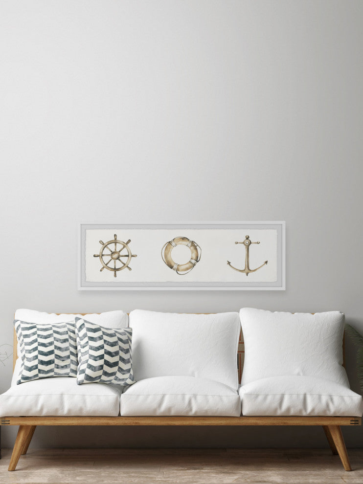 "Sailing Symbols" Framed Painting Print, 45x15