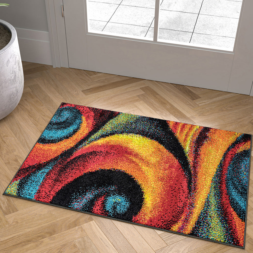 Susan Contemporary Abstract Area Rug, Multi-Color, 2''x3''