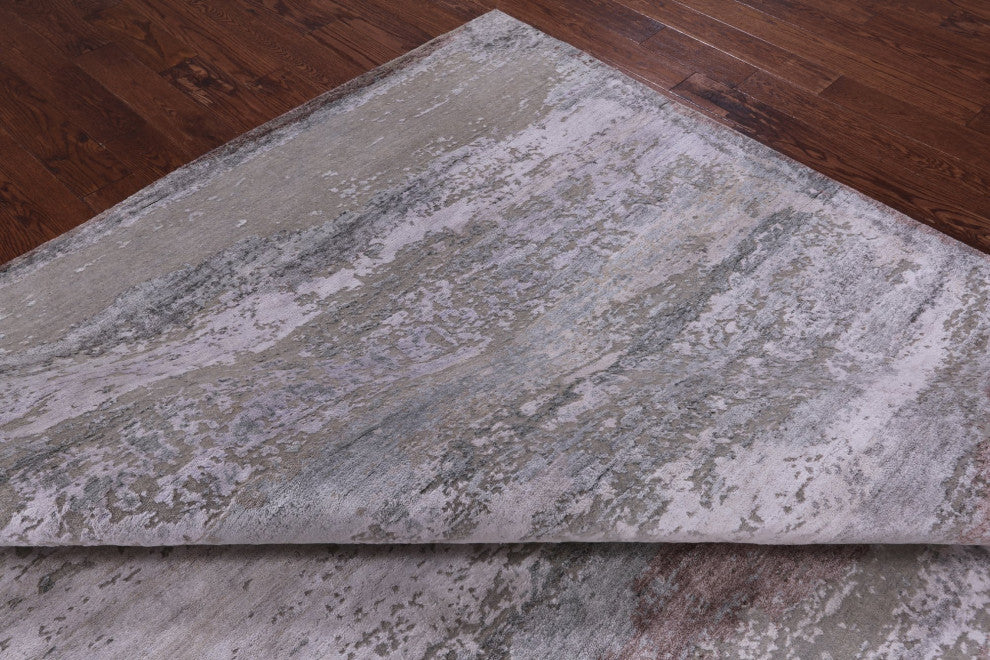 Hand Knotted Wool and Silk Modern Rug 9' 0" X 11' 6" Q11797