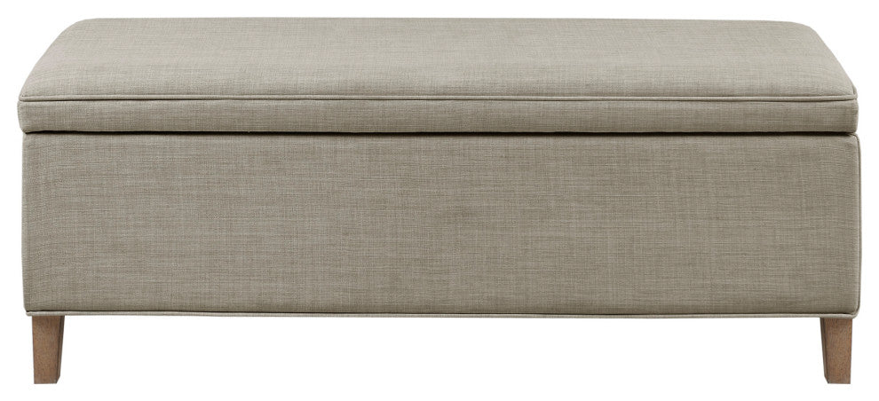 Martha Stewart Caymus Transitional Upholstered Storage Bench, Grey