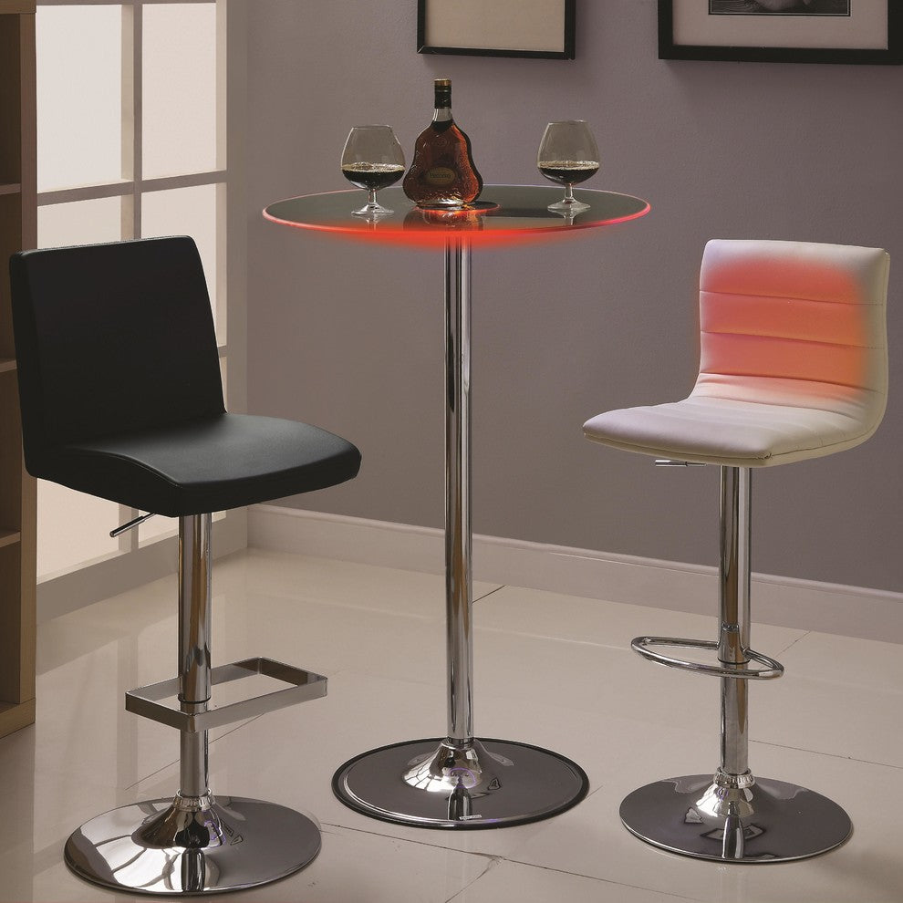 42" Transitioning LED Bar Table With Chrome Base and Glass Top