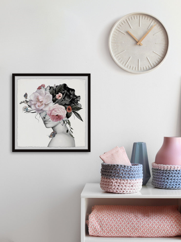 "Butterflies and Peonies" Framed Painting Print, 32x32
