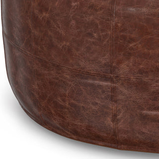 Connor Round Pouf, Distressed Brown
