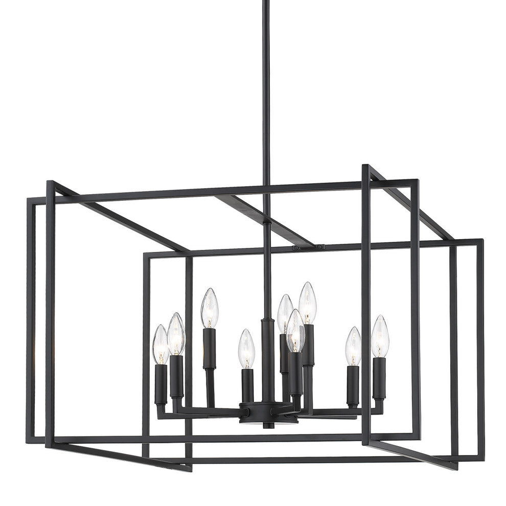 Tribeca 9-Light Chandelier, Black, Black Accents