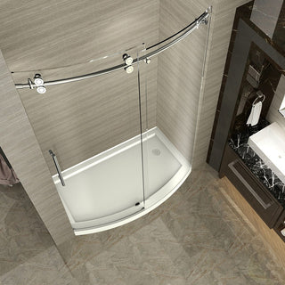 ZenArch 56-60"x75" Frameless Bowfront Sliding Shower Door, Chrome, Left Open