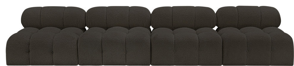 Ames Boucle Fabric Modular Sofa, Brown, 4-Piece: 4 Armless Chair