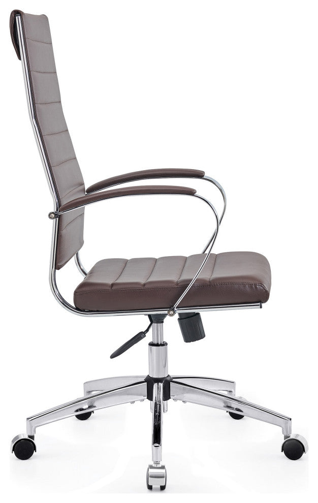 LUXMOD High Back Adjustable Swivel Computer Chair, Brown