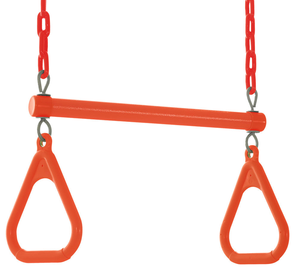 Swingan Trapeze Swing Bar Vinyl Coated Chain Fully Assembled, Orange