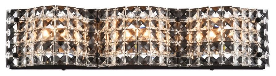 Taylor 3 Light Bath Sconce, Black With Clear Crystals