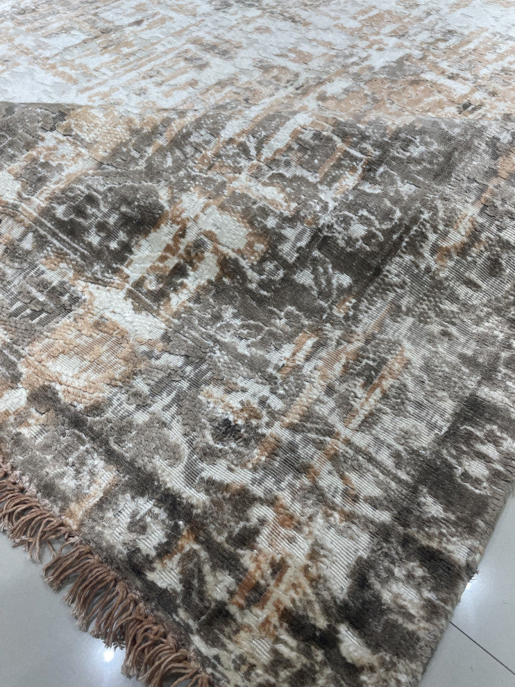 Hand-Knotted Wool Copper Transitional Modern Modern Rug, 7' X 9'