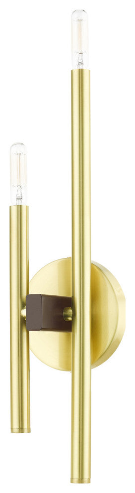 Satin Brass Mid Century Modern, Urban, Scandinavian, Minimal Double Sconce