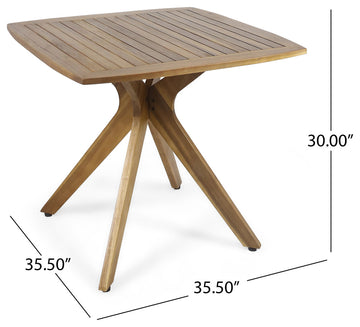 GDF Studio Stanford Outdoor Square Acacia Wood Dining Table With X Base, Teak Fi