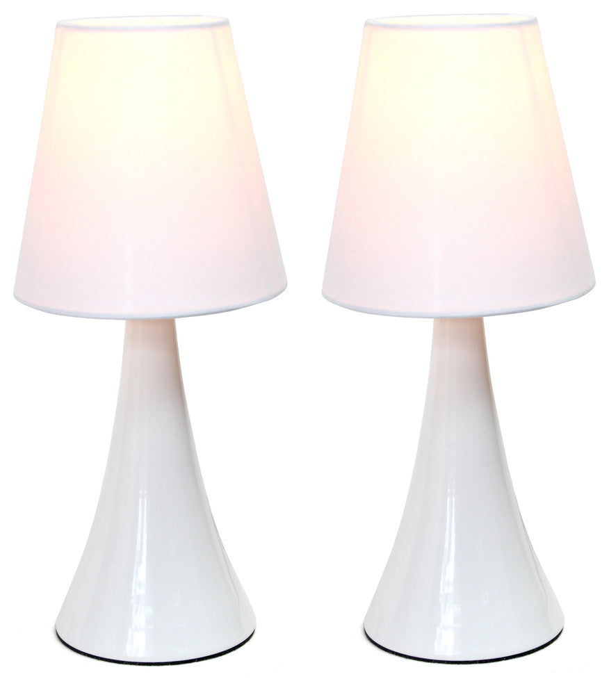 Valencia Color 2-Pack Mini Touch Table Lamps Set With Fabric Shade, White
