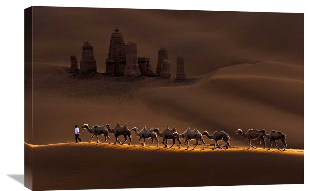 "Castle And Camels" Stretched Canvas Giclee by Mei Xu, 30"x20"