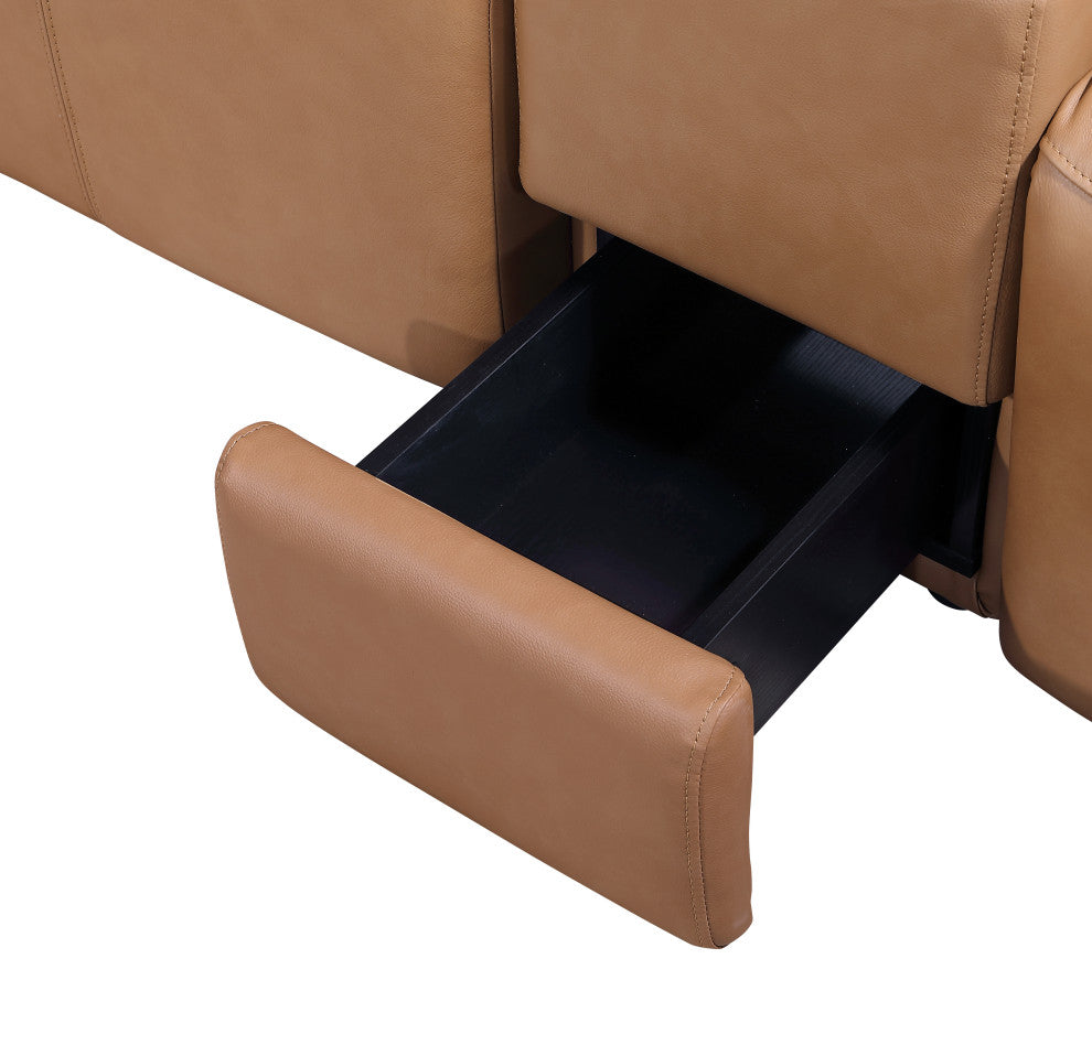 Niccolo Italian Leather 8-Piece U-Shaped 4 Power Reclining Sectional, Cognac